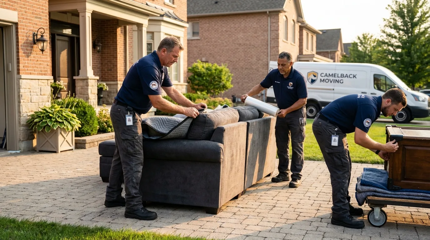 Large estate moving crew wrapping furniture in Ticonderoga, NY